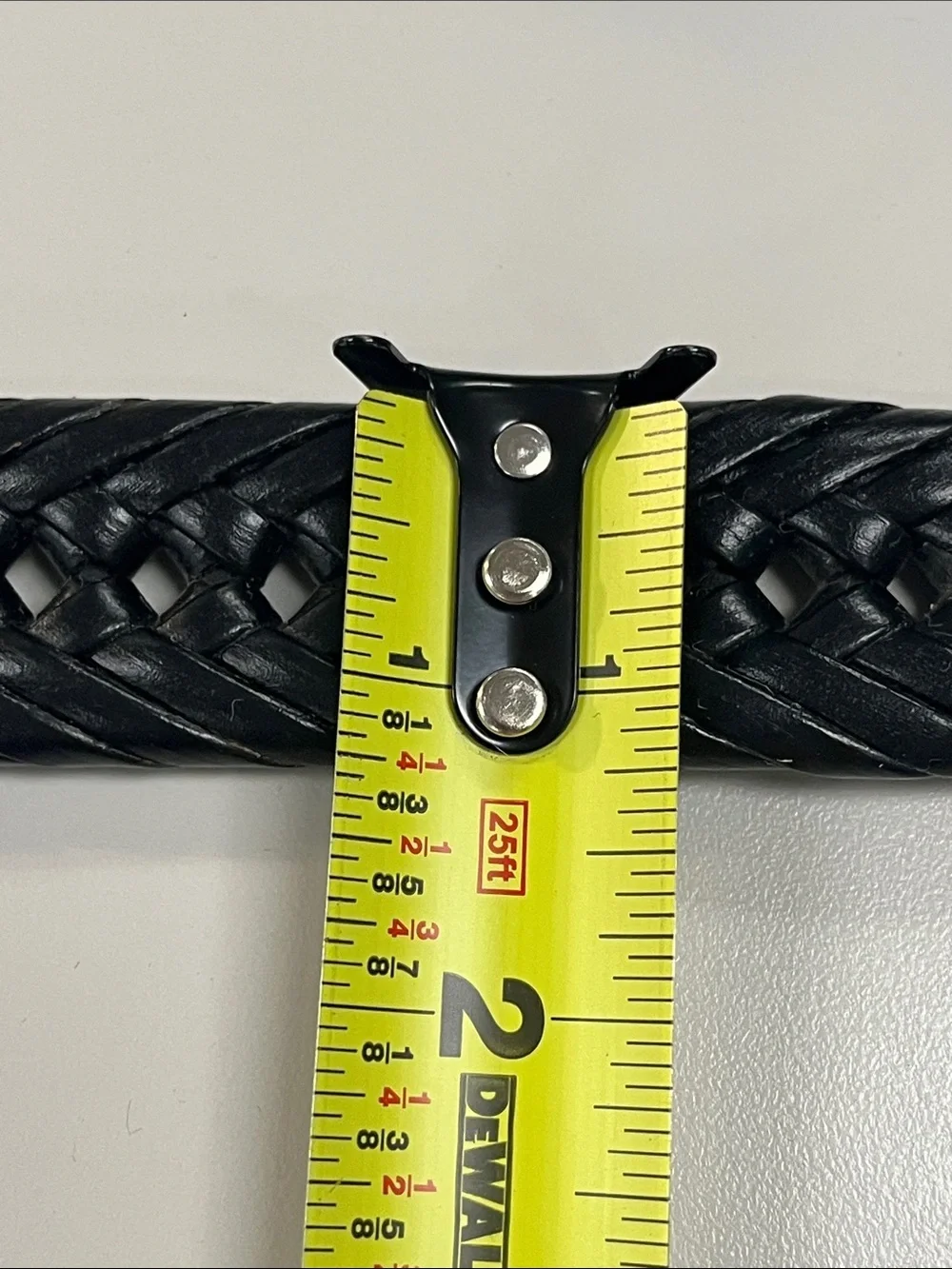 Source Unknown Black Braided Leather Belt with Silver Buckle